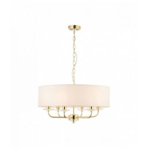 Image de Endon Suspension Nixon, laiton et cristal, 6 ampoules