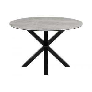 AC Design Furniture bruy&egrave;re Table &agrave; Manger, C&eacute;ramique M&eacute;tal, Gris, H: 75,5 x B: 119 x T: 119 cm