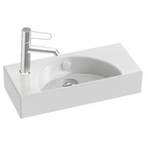Jacob Delafon Lavabo céramique 50 cm Trou de robinetterie à gauche Nettoyage et entretien faciles ODEON RIVE GAUCHE EGO112-55-00