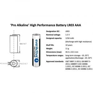 everActive Lot de 10 Piles AAA alcalines - Micro LR03 R03-1,5 V - Haute Performance - Durée de Vie : 10 Ans - Noir/Blanc