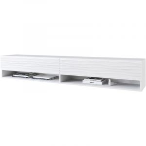 Selsey - wander - Meuble tv - 180 cm - blanc avec façade à motif ondulé - sans led
