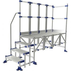 Tubesca Plateforme Méca Modul 4 marches - 2m - 2 garde-corps - 1 rampe