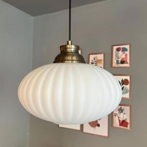Bamyum Elegant Suspension Luminaire Verre R&eacute;tro en Metal de 30 cm, Lustre de Salon Vintage, &Eacute;clairage de Plafond pour Chambre et Cuisine
