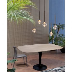 Table chêne massif et métal slim Pirotais Bois massif Noir mat