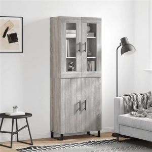 VidaXL Buffet Haut, Armoire de Rangement avec Pieds, Meuble de Rangement, Organisateur Salon Salle de Séjour, Moderne, Sonoma Gris Bois d'Ingénierie