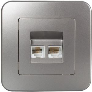 Prise RJ45 Internet+ RJ11 Téléphone Classic Argent