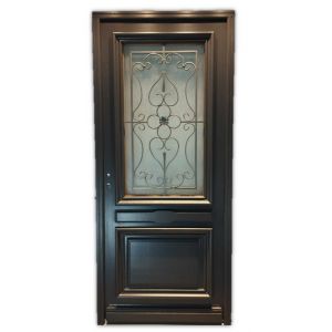 Porte d'entree Bois vitree, Candice RAL 7016, H,215xl,90 p,droit Cotes Tableau