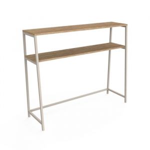 Box and beyond Console Ludwig - Métal beige et effet chêne - 2 étagères - 100x80x30cm