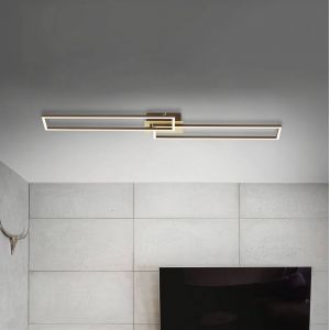 Briloner Plafonnier LED Frame à 2 lampes 110x25 cm CCT doré