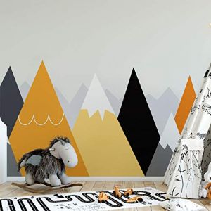 Ambiance Stickers Muraux Enfants Décoration Chambre Bébé - Autocollant Sticker Mural Adhesif Géant Montagnes Scandinaves Licaka - H80 x L120 cm
