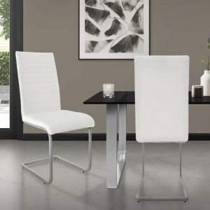 Ml-design - Lot de 2 Chaises de Salle à Manger, Blanc, en Simili, Design Cantilever, Chaise Pied Luge, Assise Rembourré, Ergonomique, Dossier Haut,