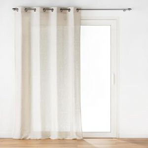 Douceur d'int&eacute;rieur, Rideau &agrave; Oeillets (140 x 240 cm) Pauline, Polyester & Lin, Naturel