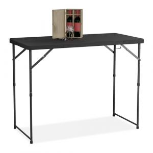 Relaxdays Table de Jardin Pliante, réglable en Hauteur, 74x120x60 cm, pour 6 Personnes, Acier et Plastique, Noire