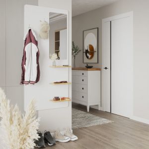 Vicco - Portemanteau mural Jochen, blanc/ch&ecirc;ne, 70x150cm avec miroir