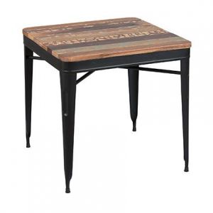 M&S Table carrée 77 cm en bois recyclé marron et acier noir