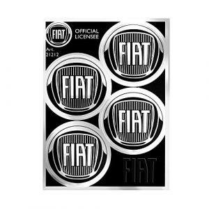 Image de Fiat Autocollants Officiel, 4 Logo Noir, Diamètre 48 mm