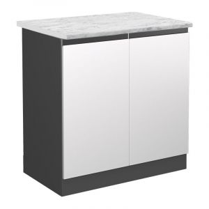 Meuble Bas Sous-Évier R-Line, 80 Cm Pt Marbre, Blanc, Vicco