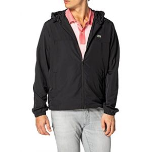 Lacoste Coupe-vent déperlant à capuche pliable ultra léger Taille 52 Noir