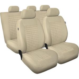 Mossa MD-7 Beige - Housses de sieges universelles compatibles avec RENAULT CLIO 2 3 4 II III IV (simili cuir) PU6801
