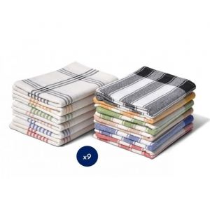 Lot de torchons de cuisine 100% Coton - 50x70 cm Multicolore lot - Lot de 9, matière - 100% coton, tailles - 50 x 70 cm