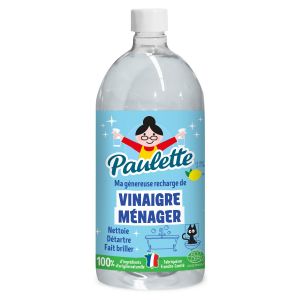 Paulette Vinaigre Ménager Citron - Détartrant Multi-Surfaces Ecocert - Fabriqué en France - 1 L