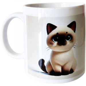 Mug en c&eacute;ramique blanche siamois