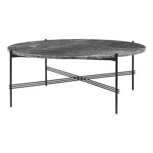 Image de Gubi Table basse ronde structure noire TS Ø 105 x 40 cm (Gris Emperador - Marbre et métal)