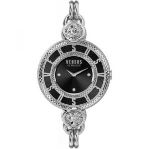 VERSUS Montre Versace Les Docks 36 mm en acier inoxydable VSPLL, couleur : argenté/noir