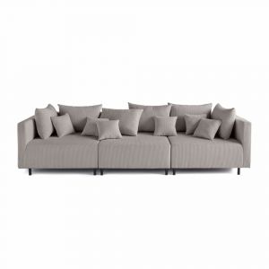 Edinburg - canap&eacute; modulable 3 places - velours c&ocirc;tel&eacute; - Gris clair