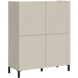 Buffet haut italien 4 portes Lumina 90cm - Compact et élégant-Beige
