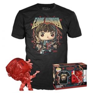 Funko Pop! & Tee: Stranger Things - Hunter Eddie with Guitar - Large - (L) - T-Shirt - V&ecirc;tements avec Une Figurine en Vinyle &agrave; Collectionner - Id&eacute;e de Cadeau - Jouets et Top &agrave; Manches Courtes