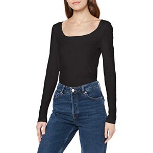 Vero Moda Vmmaxi My Ls Soft Short U-Neck GA T-Shirt À Manches Longues, Noir (Black Black), Large Femme