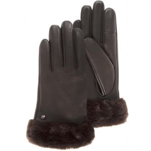 Image de Isotoner Gants femme tactiles en cuir d'agneau pleine fleur - doublés chaud Marron - Couleur Marron - Taille L