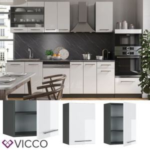 Image de Meuble haut de cuisine "Fame-Line" 50cm Blanc brillant/Anthracite Vicco