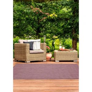 Image de Toutapis - Tapis ext&eacute;rieur int&eacute;rieur tiss&eacute; uni bahamas 548 - Rose, rectangle, 120x170 cm