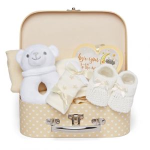 Coffret Naissance Baby Box Shop avec Cadeaux Unisexes - Hochet Cadre Photo Bavoir et Plus