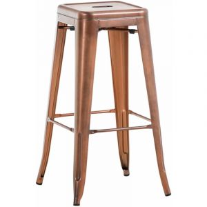 D&eacute;coshop26 Tabouret de bar chaise haute de comptoir style industriel en m&eacute;tal cuivr&eacute; TDB10315