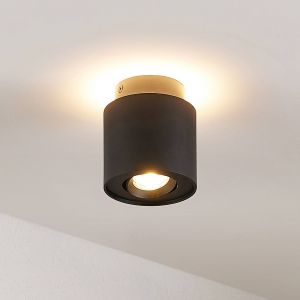 Arcchio plafonnier Walisa, Ø 10 cm, noir, aluminium