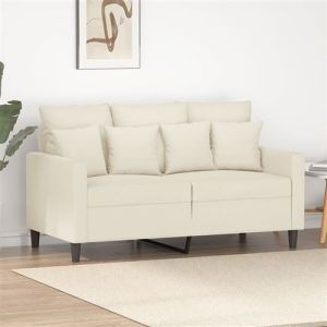 VidaXL Canapé à 2 Places, Causeuse avec Accoudoirs, Siège avec Dossier Rembourré, Meuble de Salon Salle de Séjour, Moderne, Crème Velours