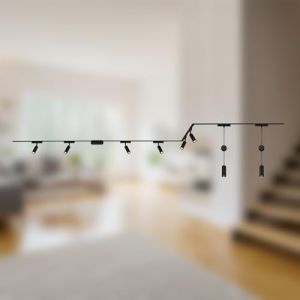BRILONER - Système de rail Luxtrail set complet, 6x LED Spots, 2x LED Suspensions réglables en hauteur, forme U/forme Z, lampes, système de rail lumineux pour plafond, rail pour spots, 4m, noir