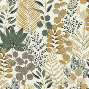 Rasch Symphony 465334 Papier peint intissé avec différentes feuilles, vert et marron, 10,05 x 0,53 m (L x l)