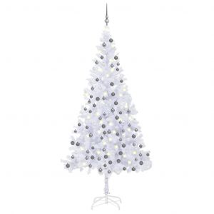 VidaXL Arbre de No?l artificiel avec LED et boules 210 cm 910 branches