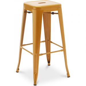 Tabouret De Bar - Design Industriel - 76cm - Nouvelle Édition- Metalix Doré