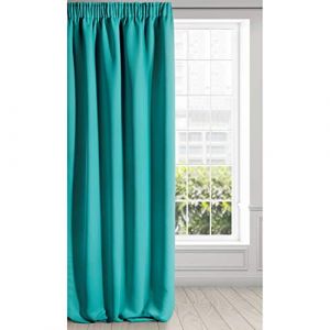 Eurofirany Logan Rideau Occultant Extra Long - 1 Unité, Passe-Tringle, Galon Fronceur, Blocage de la Lumière, Assombrissement de la pièce, Chambre à Coucher, Salon, 135x270 cm, Turquoise Foncé