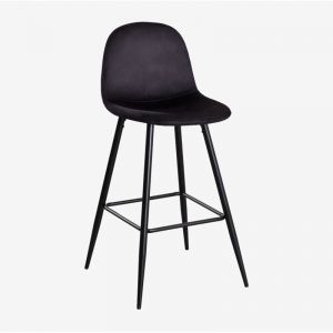Pack de 2 tabourets hauts en velours Glamm SKLUM Noir ↑75 cm Noir