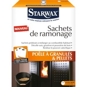 Starwax 3 sachets de ramonage de 40g pour poêle à granulés.
