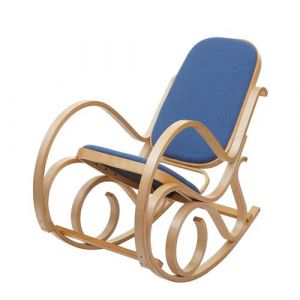 Nova Chaise à bascule Structure en bois clair assis dans le tissu de design classique Couleur : bleu