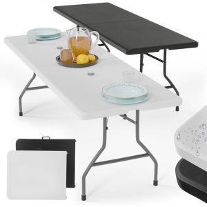 Image de Jago Table Pliante - 183 x 76 cm, Cadre en Acier, Poignée de Transport, pour 6 Personnes, en Blanc - Table de Buffet, Jardin