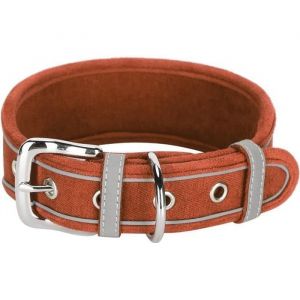 FUROKOY Collier pour chien Collier réglable pour chien, colliers réfléchissants respirants avec anneau en D Bleu Marron M 56*5.0CM