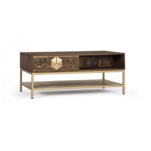 Table basse en bois manguier et métal